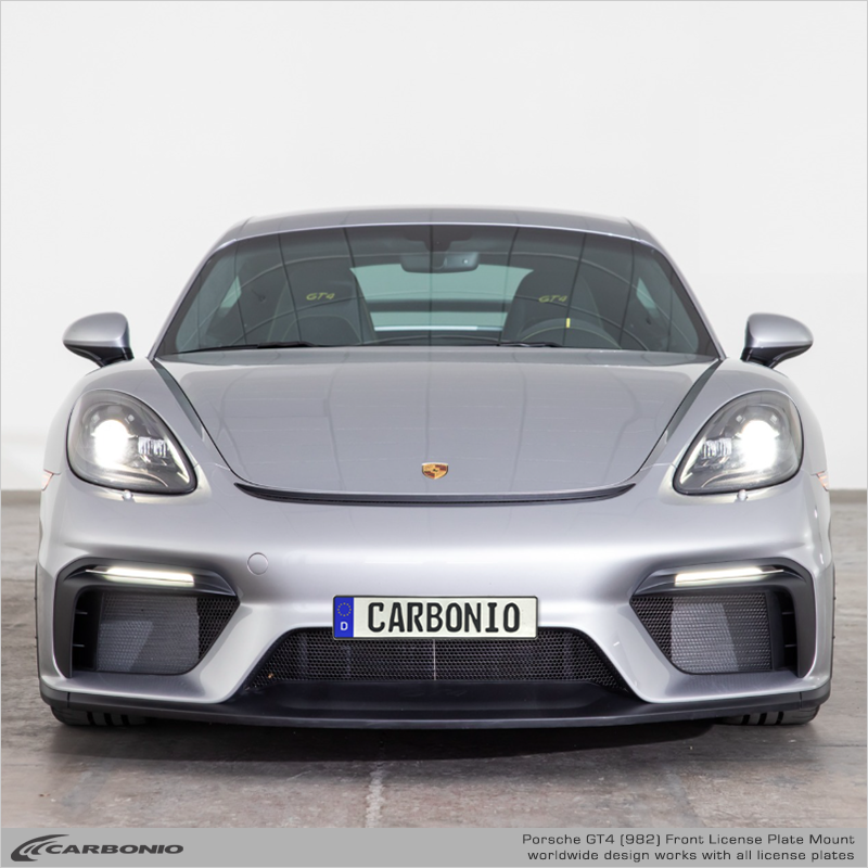 Porsche 718 Cayman GT4, GT4 RS, & Spyder (982 body 2020-2026) No Drill License Plate Mount